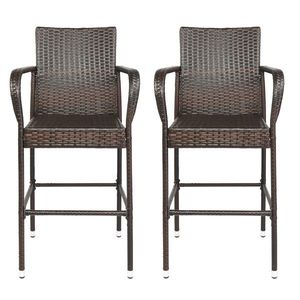 2pcs Brown Gradient High Bar Chair for Patio Furniture - Product Image 1