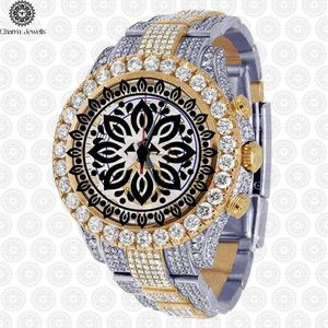 Charm Jewells Luxury Gold Stainless Steel <b>Chronograph</b> Watch 42mm Round Case Sapphire Crystal Analog Quartz Men's Fashion - Product Image 3