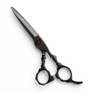 Ciseaux de coiffure professionnels de haute qualité pour salon de coiffure, noirs, avec poignée ergonomique texturée, ciseaux à cheveux professionnels - Product Image 3