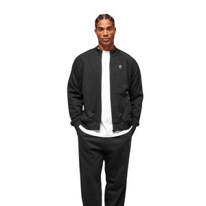 Chaqueta Deportiva Negra de Tricot para Hombre, Corte Holgado, Cierre Completo, Ropa Deportiva, Entrenamiento, Gimnasio, Casual, Streetwear, Activewear - Product Image 4