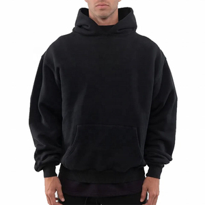 Sweat-shirt à capuche noir pour homme BRG, coupe ample, décontracté, pour l'automne, 100% coton tricoté, sweats à capuche et sweat-shirts pour homme - Product Image 1