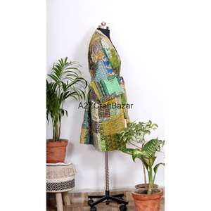 Kimono en coton imprimé floral de luxe de conception japonaise pour femmes, poches Kantha, manches trois-quarts, léger, printemps/hiver - Product Image 5