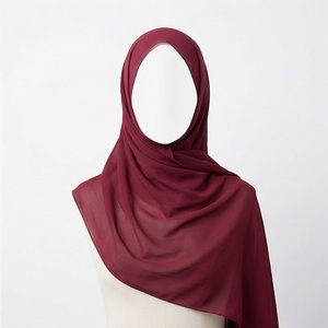 Women Solid Color Chiffon Hijab Breathable Daily Wear Islamic Scarf Shawl - Product Image 1