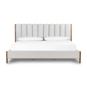 Lit plateforme rembourré moderne, taille Queen, tête de lit douce, style scandinave, cadre en bois - Product Image 1