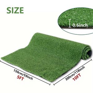 Césped Artificial de 5x10 Pies y 0.6 Pulgadas de Grosor, Césped Sintético para Interiores/Exteriores con Orificios de Drenaje para Perros y Patios de Jardín - Product Image 4