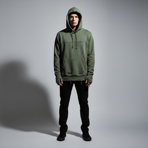 Sudadera con Capucha Personalizada para Hombre, Estilo Desgastado, Felpa Francesa Gruesa de 400 g/m², Lavado Ácido con Efecto Desgastado por el Sol, Corte Holgado, Estilo Urbano Vintage, OEM - Product Image 2