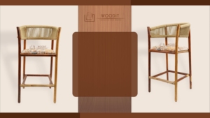 New <b>Bar</b> Furniture Manufacturers Modern Minimalist Solid Wood Frame Woven Jute Backrest Fabric Cushion Seat <b>Bar</b> <b>Stool</b> High Chairs - Product Image 3