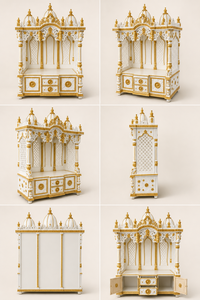 Big Swaminarayan Guruparama <b>Mandir</b> for Home White and Gold Wooden Pooja <b>Mandir</b> for Home Traditional Indian Puja Ghar USA Homes - Product Image 6