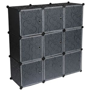 Organizzatore per Armadio a 9 Cubi Bianco e Nero, Scaffali Fai-da-Te con Ante, Contenitori Cubici per Stoccaggio di YS - Product Image 5