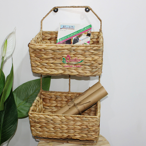 Organisateur de panier de rangement mural à deux niveaux tissé à la main écologique pour la maison et le bureau - Product Image 5