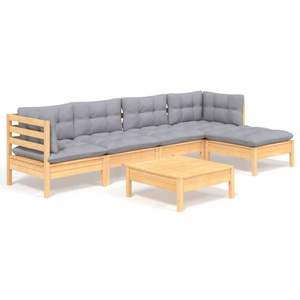 Conjunto de Muebles de Jardín de Madera de Pino Maciza con Tela (100% Poliéster) en Gris - Product Image 2