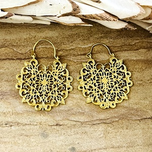 Pendientes Boho de Moda, Joyería Tribal de Latón para Mujer, Chapados en Oro de 18k, Filigrana, Mandala, Geométricos, Aros, Venta al por Mayor/OEM/ODM - Product Image 1