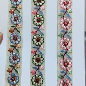 Atractiva tela de encaje bordado de diseño para vestidos, ribete decorativo de encaje, proveedor de textiles para prendas de vestir, exportación a granel. - Product Image 1
