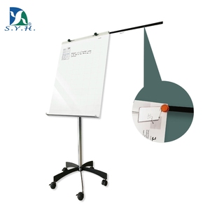Strong <b>Magnetic</b> Tempered Mobile Glass Whiteboard Office Flip Chart - Product Image 1