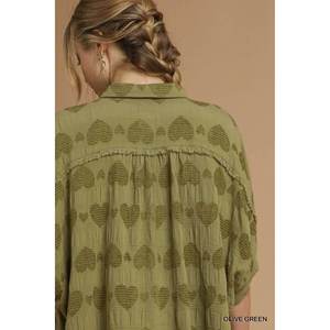 Umgee เสื้อผู้หญิงมีปกหัวใจผ้าแจ็คการ์ดดีไซน์หรูหราและเป็นผู้หญิง - Product Image 1