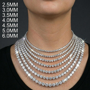 Collar SHREYA DIAM de Plata de Ley 925 con Perlas de Agua Dulce y Moissanita, Cadena de Eslabones Tipo Tenis, Corte Brillante, Romántico, en Plata/Oro/Rosa - Product Image 2