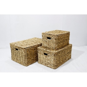 Artex Dong Thap - Juego de 3 Cajas de Almacenamiento Rectangulares de 2 Niveles, Hechas a Mano con Hierba Marina, Ecológicas, Minimalistas, con Tapa y Asa, Organizador para el Hogar - Product Image 2