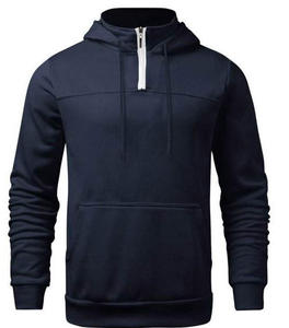 High Quality 100% Cotton Fleece Quarter Zip Hoodie Winter Embroidered Men's Oversized Hoodies - Product Image 5