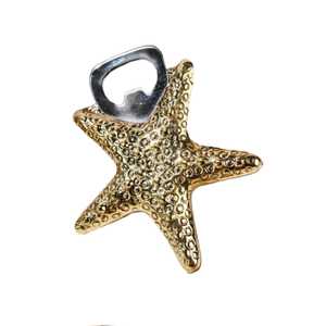Ouvre-bouteille décoratif en forme d'étoile de mer |   Ouvre-bouteille en métal doré |   Cadeaux de style côtier en gros - Product Image 5