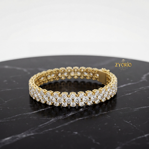 โรสโกลด์ เงินสเตอร์ลิง คลาสสิค ประดับเพชรแล็บโกรว์สองแถว หรูหรา สง่างาม ระยิบระยับ เหมาะสำหรับวันครบรอบและงานหมั้น - Product Image 2