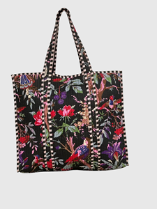 Bolso Tote de Algodón Bordado Estilo Bohemio con Estampado Floral, Bolso de Compras para Mujer, Todas las Temporadas, Cierre Abierto - Product Image 1