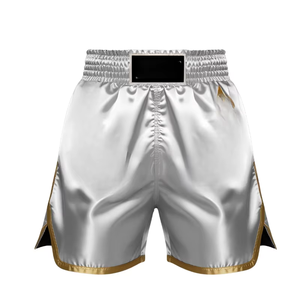Shorts de boxe Five B Men en argent avec bordure dorée, séchage rapide, vêtements d'arts martiaux, coupe régulière, taille adulte, kickboxing, boxe, combat - Product Image 5