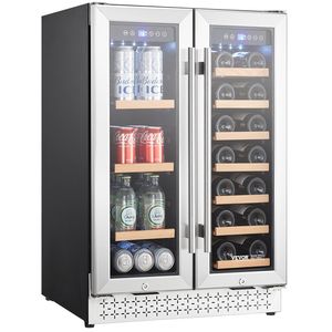 Frigorifero per Vini e Bevande a Doppia Zona da 24 Pollici, Frigo da Incasso o Libera Installazione con Porte in Vetro e Ripiani Regolabili - Product Image 1