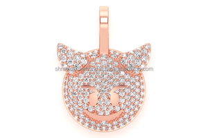 SHRAMAN 10K Or Rose Massif Tendance Personnalisé Pendentif Diamant de Laboratoire Sertie Façon Visage de Diable Bijoux Breloques Hip-Hop Unisexe - Product Image 5
