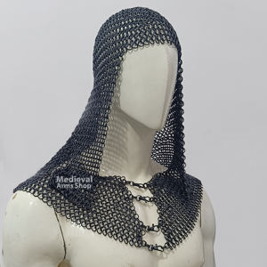 Capucha de Cota de Armadura Medieval con Apertura Frontal, de Acero Suave con Anillos Entrelazados, Protección para Cabeza y Cuello para Disfraces de Caballero y Reenactamiento - Product Image 2