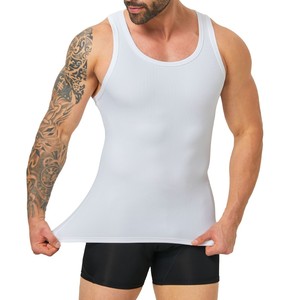 Débardeur en coton noir marine pour homme, col rond, sans manches, tricoté, uni, décontracté, style muscle - Product Image 3