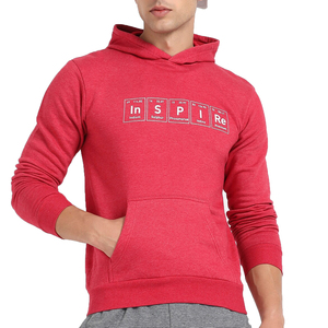 <b>Men's</b> <b>Red</b> Hooded <b>Sweatshirt</b> Inspire Print Casual Knitted Pocket Long Sleeve Regular Fit Autumn Style Polyester/Cotton SINEWY - Product Image 1