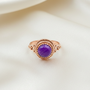925 Silver Vintage Filigree <b>Ring</b> Purple Copper Turquoise Gold Yellow Gold Plated <b>Boho</b> Floral Statement Jewelry Gift Women Trendy - Product Image 2