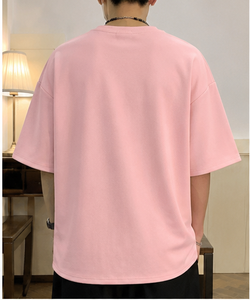 Camiseta Webson para Hombre, Rosa, Oversize, Manga Corta, Cuello Redondo, Formal, 100% Algodón, Transpirable, Precio Económico, Superventas - Product Image 2