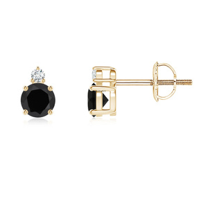 Boucles d'oreilles classiques en diamant noir naturel avec accent en diamant blanc, or 10K 14K 18K, argent 925 935, pour femmes, à porter au quotidien - Product Image 3