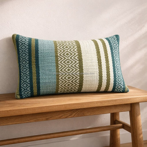 Housse de coussin tissée à la main multicolore à fines rayures, coussin décoratif texturé, coussin d'appoint, décoration bohème pour la maison - Product Image 3