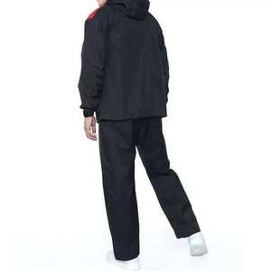 <b>Men</b> Color Blocked Hooded Puffer <b>Jacket</b> With Pants Set Sporty Windproof Polyester Autumn Wear Regular Fit Black Red - Product Image 3
