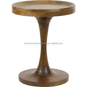 Table d'appoint ronde en bois élégante pour le salon et la chambre à coucher, table d'appoint moderne en bois massif, table d'appoint classique sur piétement - Product Image 1