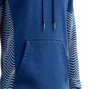 Sweat à capuche unisexe NEXTEX Ocean Ripple, bleu marine et blanc, en molleton de coton doux, chaud, avec motif graphique - Product Image 6