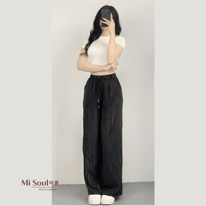 Pantalon Harem Femme Personnalisé avec Logo, Taille Élastique, Coupe Droite, Décontracté, Nœud et Perles, Écologique, Streetwear, Mode Coréenne, Vente en Gros - Product Image 3
