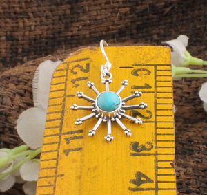 Boucles d'oreilles pendantes de luxe en argent sterling 925 avec turquoise naturelle authentique pour mariage et soirée, bijoux unisexes - Product Image 6