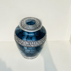 Urnes funéraires personnalisées en gros pour cendres d'adultes et humaines, urnes en métal bleu feu personnalisées en aluminium pour fournitures funéraires - Product Image 3