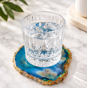 AK Brass Modern <b>Agate</b> <b>Coaster</b> In Multi Color Handcrafted Marble <b>Agate</b> Design For Tableware / Kitchenware Ornaments - Product Image 1