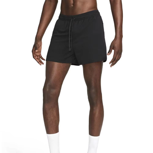กางเกงขาสั้นผู้ชายสีดำ แห้งเร็ว เอวกลาง มีเชือกผูก เอวยางยืด สปอร์ต ลำลอง สีพื้น ผ้าถักโพลีเอสเตอร์ น้ำหนักเบา ระบายอากาศได้ดี ผ้าฝ้าย - Product Image 1