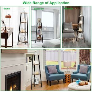 4-Tier Metal Storage Rack with <b>Corner</b> Shelf Dishes & Plates Bookcase Plant Display <b>Stand</b> - Product Image 4