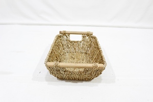 Cesta de Almacenamiento Rectangular de Seagrass Personalizada de Alta Calidad con Dos Asas de Madera, Hecha a Mano, Ecológica y Multifuncional Artex Dong - Product Image 4