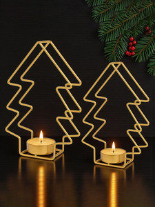 Wholesale <b>Christmas</b> Decor <b>Gold</b> Metal <b>Tree</b> Candle Holder | Geometric Tealight Holder For Holiday Party - Product Image 2