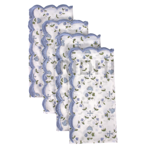 Floral Baby Blue Cotton Embroidery Napkins Hand Block Print Reusable Dinner <b>Table</b> Linen Bulk Wholesale for <b>Kitchen</b> Party Hotel - Product Image 2