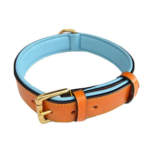 Collar de Cuero para Perro de Primera Calidad, Marca Privada, Ajustable, Lujoso, Duradero, con Patrón Sólido, Simple y Moderno, Collar de Cuero Genuino para Perro - Product Image 1