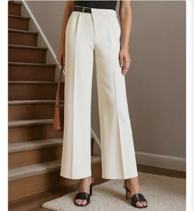 Pantalon large asymétrique à taille ajustée, souvent appelé pantalon à détails boucle, ce design spécifique est très populaire - Product Image 1