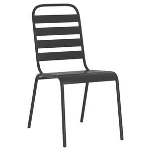 Ensemble de salle à manger de jardin en acier anthracite 8 places, mobilier d'extérieur empilable, design contemporain - Product Image 5